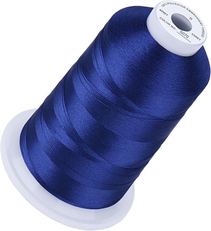 simthread 5500Yds Embroidery Thread, 5000M High-Yardage 40WT 100% Polyester Thread – 170+ Vivid Colors, High-Speed Rated – Compatible with Brother, Singer, Janome & More - Indigo Blue S070 - Image 1